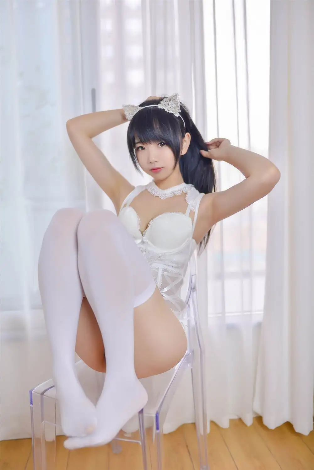 雪琪SAMA白色纯欲风猫耳少女写真 白丝美腿甜美动人 雪琪SAMA白色纯欲风猫耳少女写真 白丝美腿甜美动人