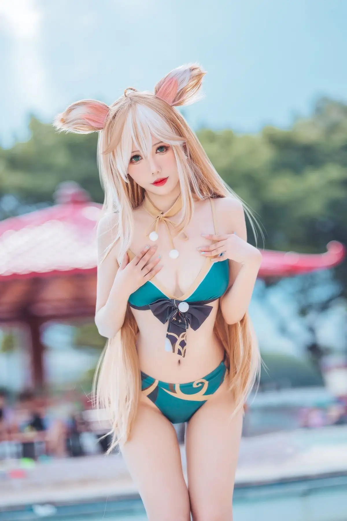池边兽耳少女感 仙女月这组绿金配色太会呼吸