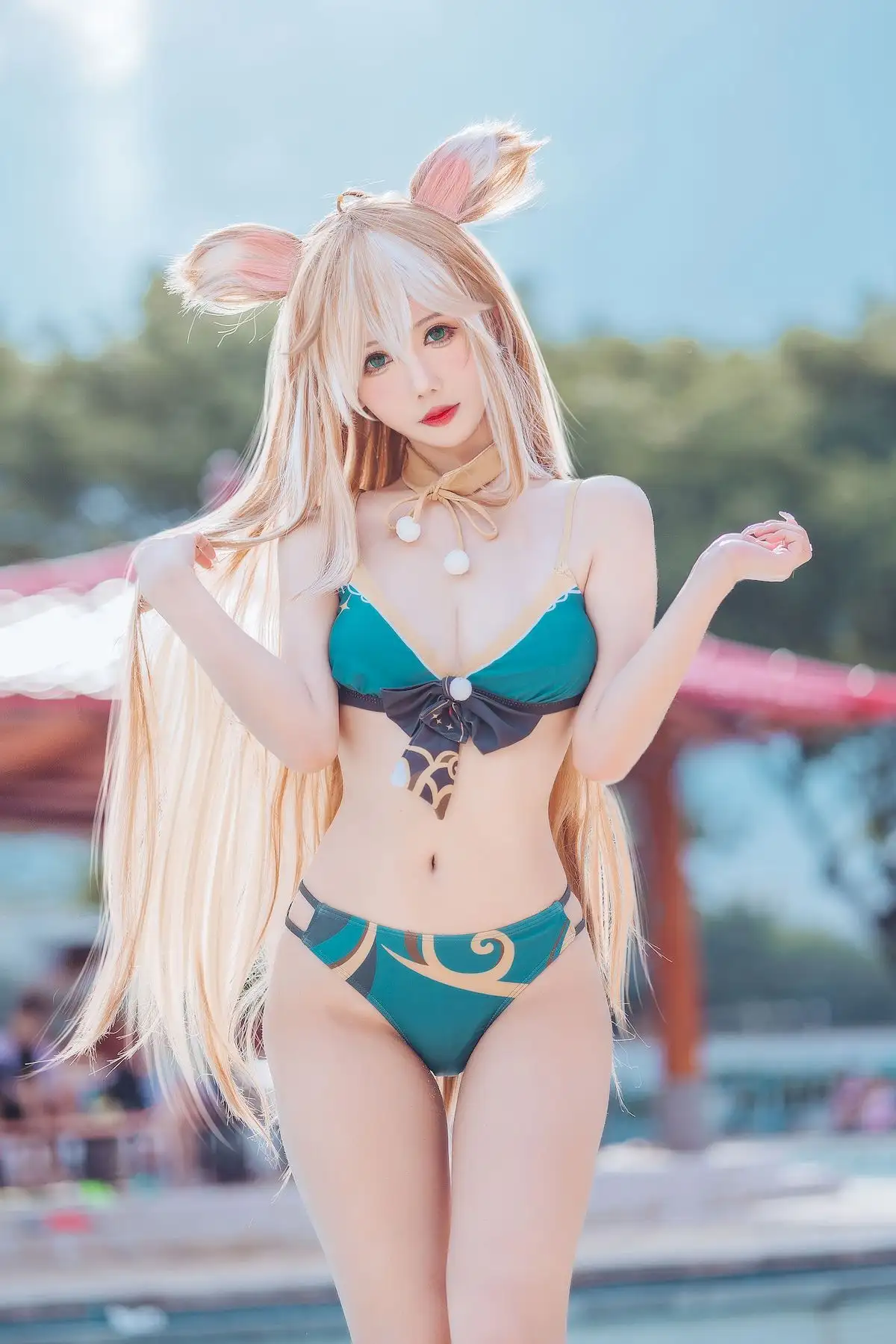 池边兽耳少女感 仙女月这组绿金配色太会呼吸