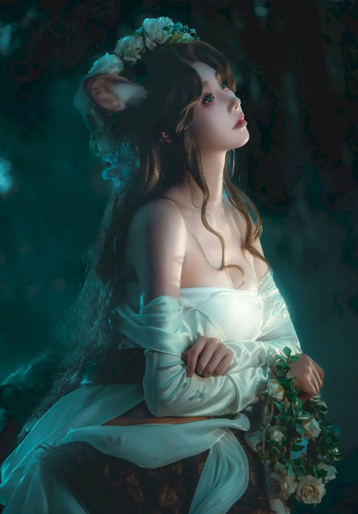走路摇zly半人马森林写真 雾蓝秘境里的鹿灵花神
