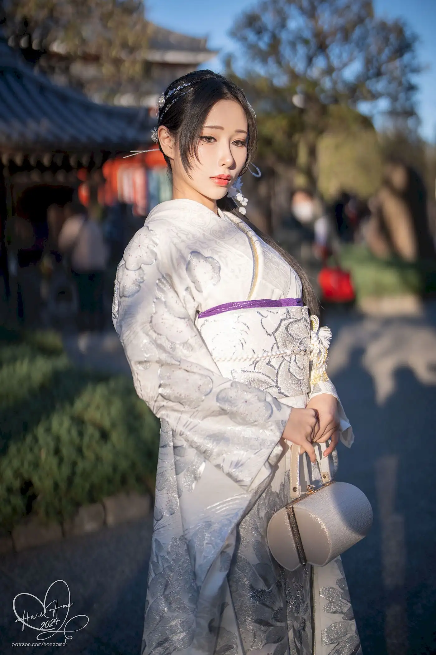 雨波HaneAme白无垢和服写真 古街暖阳下的东方温婉