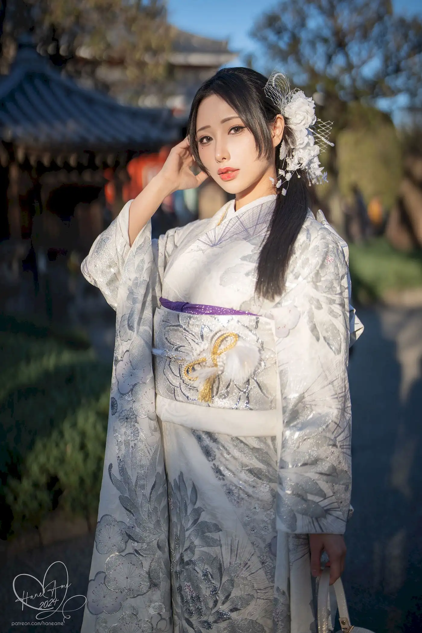 雨波HaneAme白无垢和服写真 古街暖阳下的东方温婉